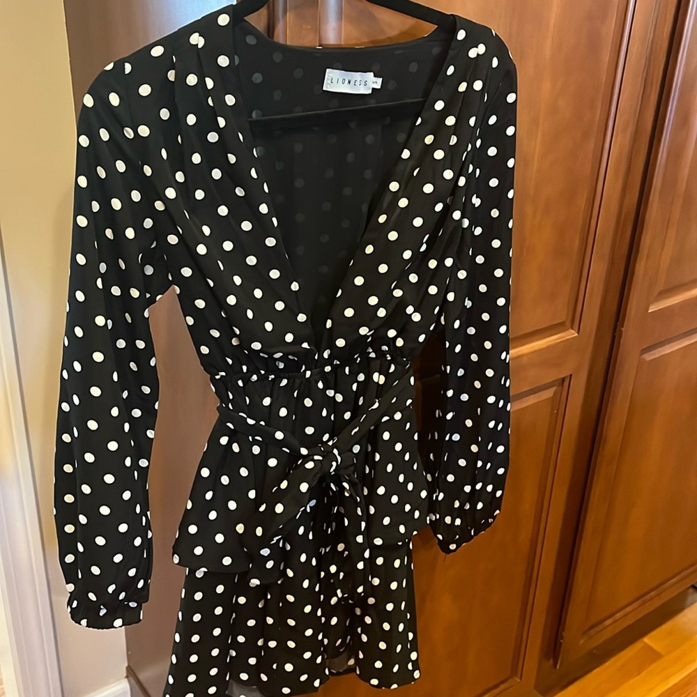 Lioness polka dot long sleeve mini dress